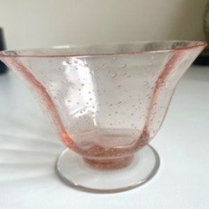 Vintage ice Cream/Dessert Footed Rose Bubble Glass Dish
